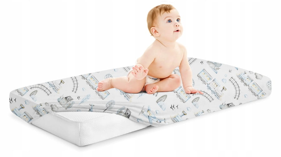 BabyMam Cearceaf Bumbac Retro Train 140x70cm