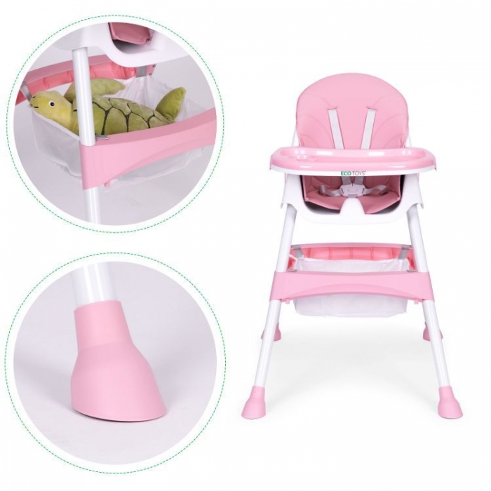 Scaun masa copii Ecotoys HC521 Roz, multifuncțional - imagine 2