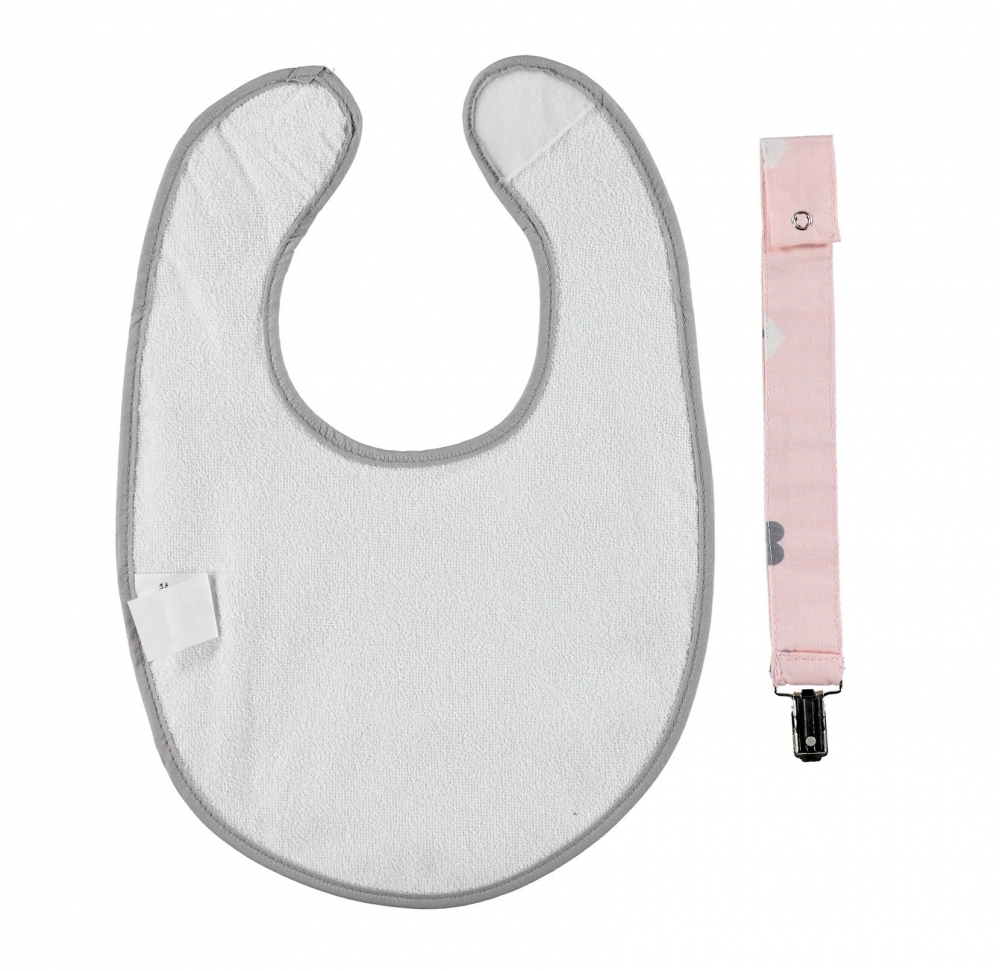 Baveta Little Hearts Pink cu Suport Suzeta Babyjem - imagine 3