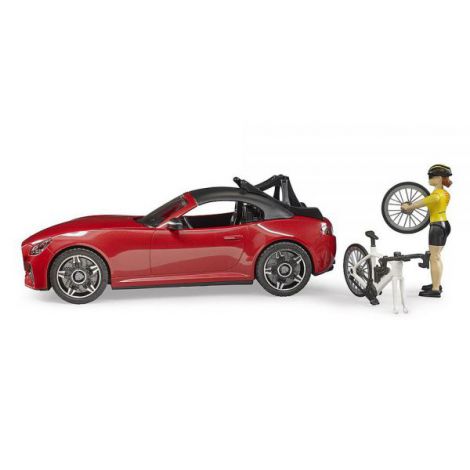 Bruder Masina Roadster cu Bicicleta si Ciclist - imagine 3