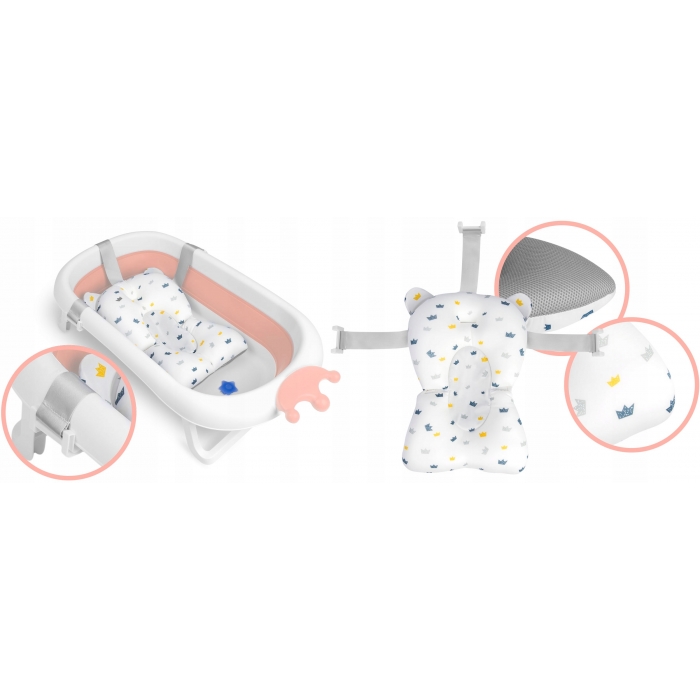 Cadită baie Ricokids roz cu dop și pernă - imagine 5