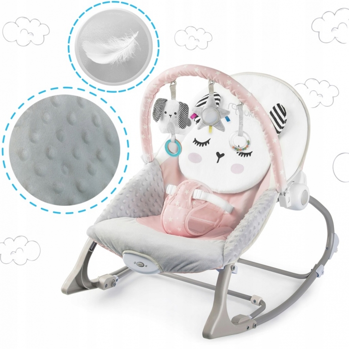 Balansoar Nukido Panda Roz cu Vibrații și Jucării - imagine 4
