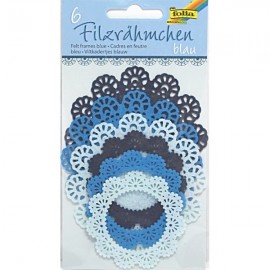 Set 6 Rame Rotunde Fetru Albastru Mix - Folia Paper