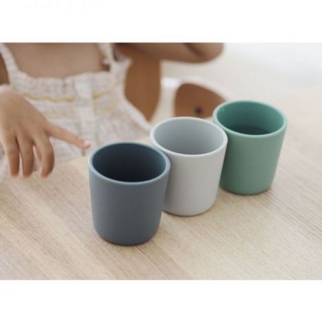 Set 3 Pahare Silicon Beaba Sage Green - Sigur - imagine 4