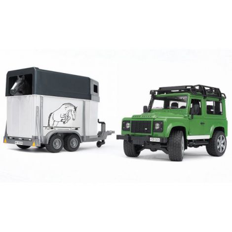 Bruder Land Rover Defender cu Remorcă și Cal
