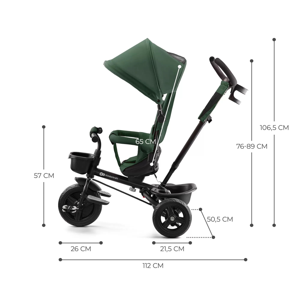 Tricicleta Kinderkraft Aveo Mystic Green 9luni-5ani - imagine 10