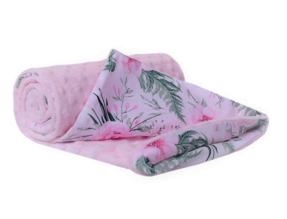 Paturica Nichiduta Flowers Light Pink, Bumbac Minky - imagine 4