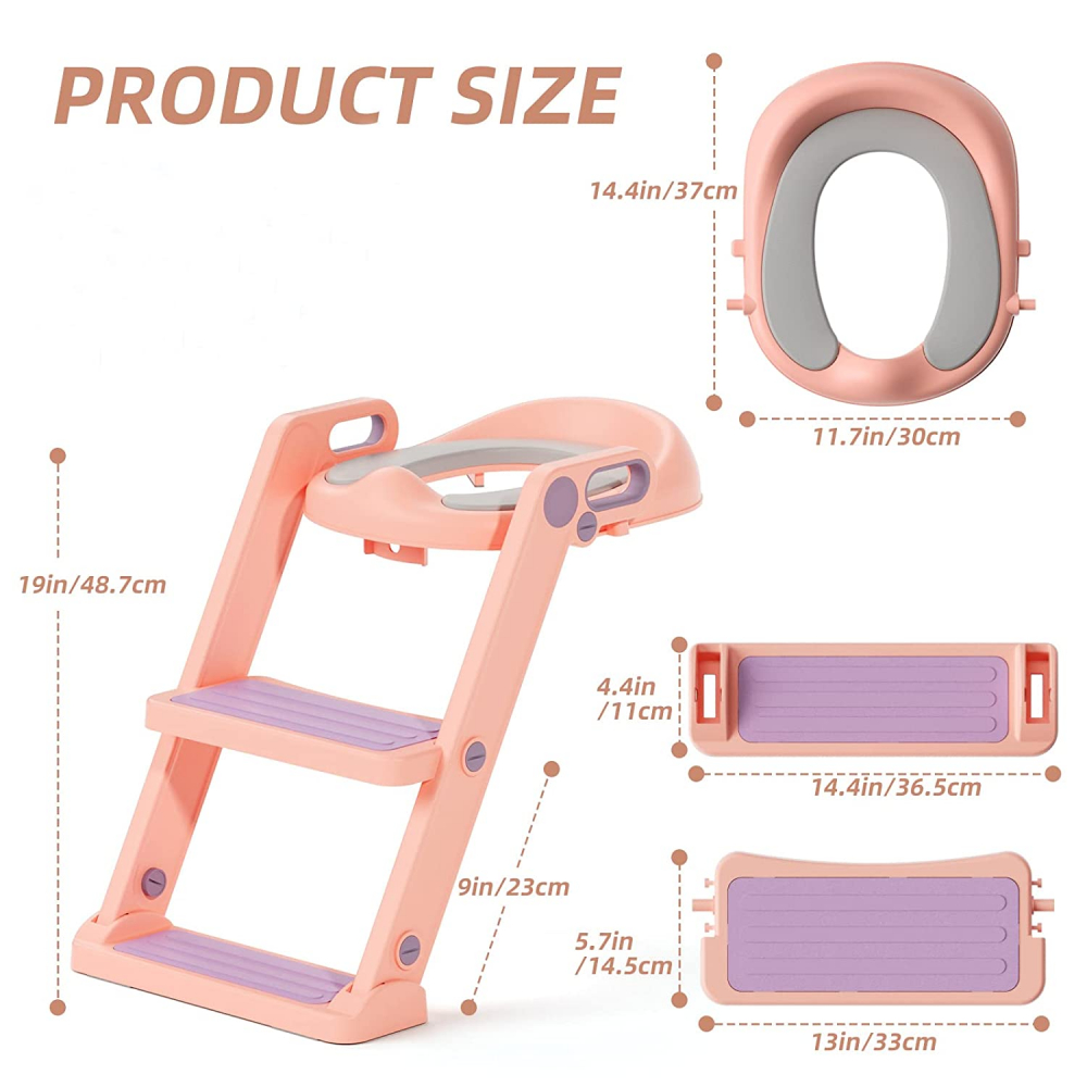 Reductor Toaletă Little Mom Pink, Pliabil și Reglabil - imagine 9
