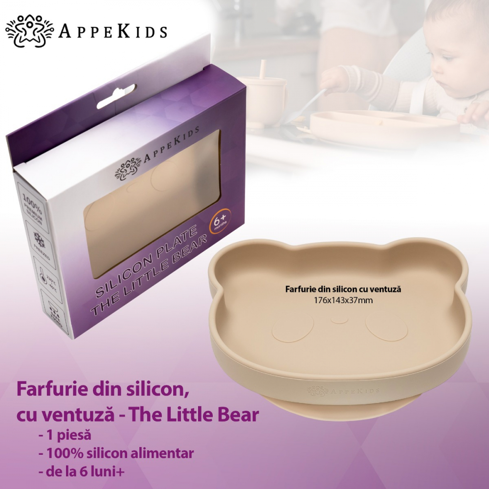 Farfurie Silicon cu Ventuza AppeKids Beige