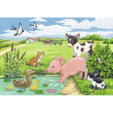 Puzzle Animale la Ferma Ravensburger 2x12 Piese - imagine 2