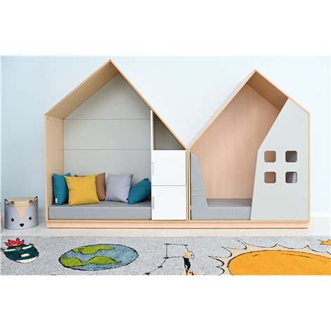Quadro 201 Moje Bambino - Casute pat dublu, saltele incluse - imagine 2