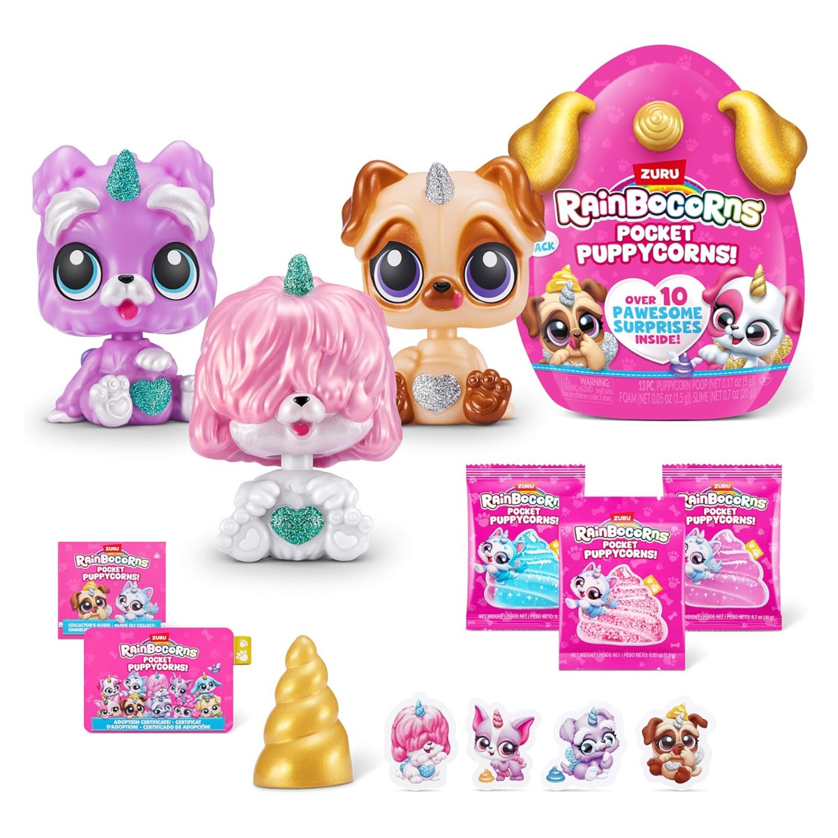 Set 3 Figurine Rainbocorns Pocket Puppycorns