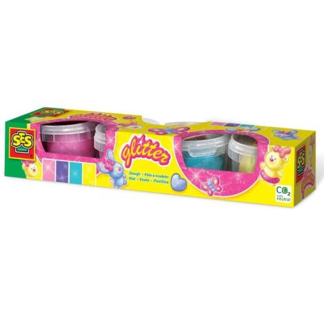 Plastilina cu Sclipici Ses Creative | 4 Culori Vivide
