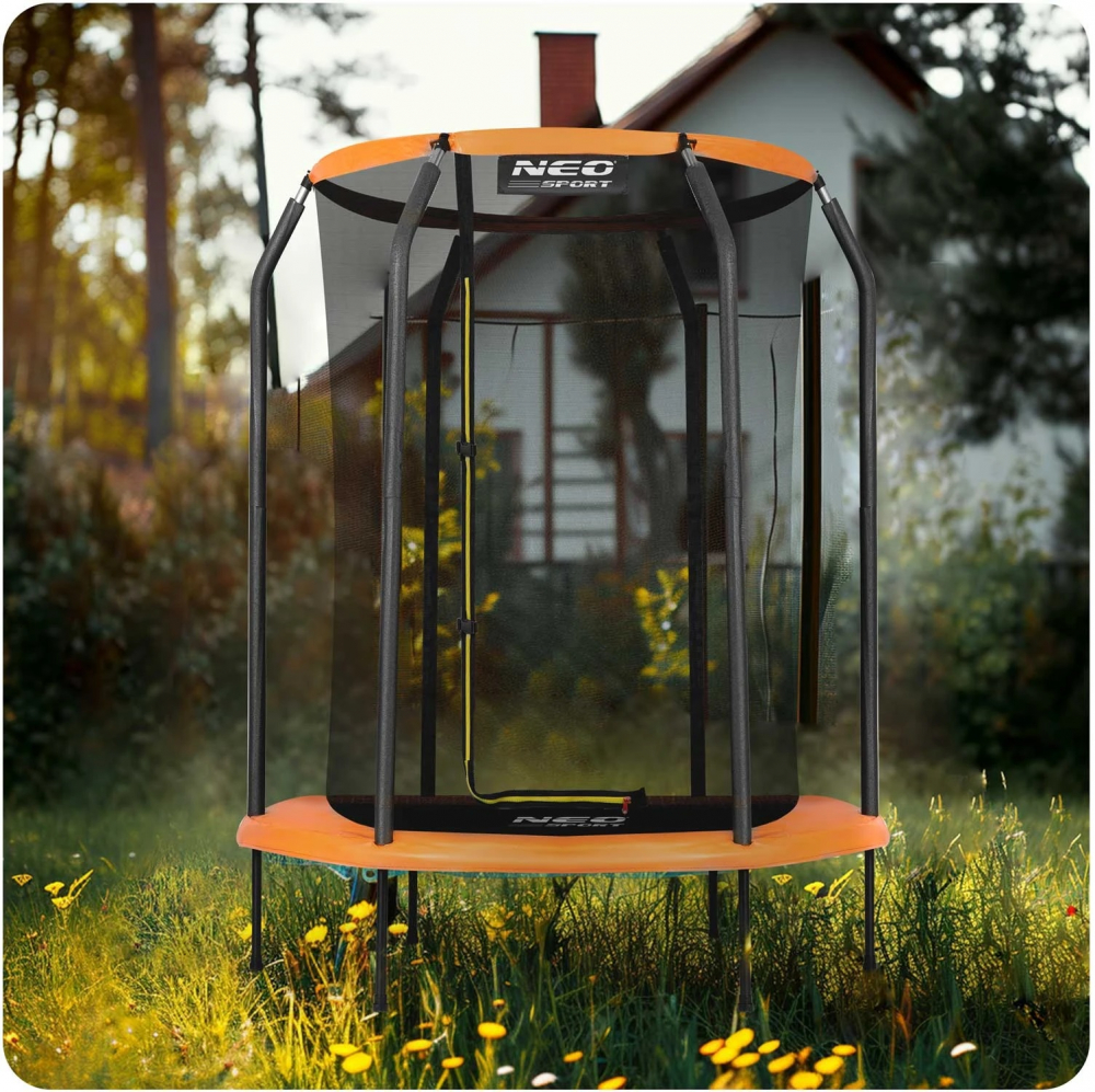 Trambulina Neo-Sport 152cm cu Plasa, Portocalie - imagine 6