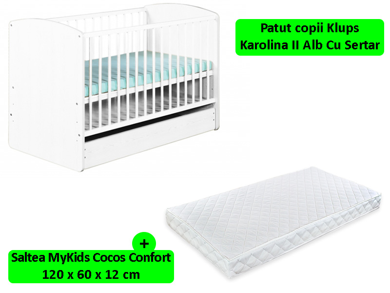 Patut Klups Karolina II Alb cu Sertar