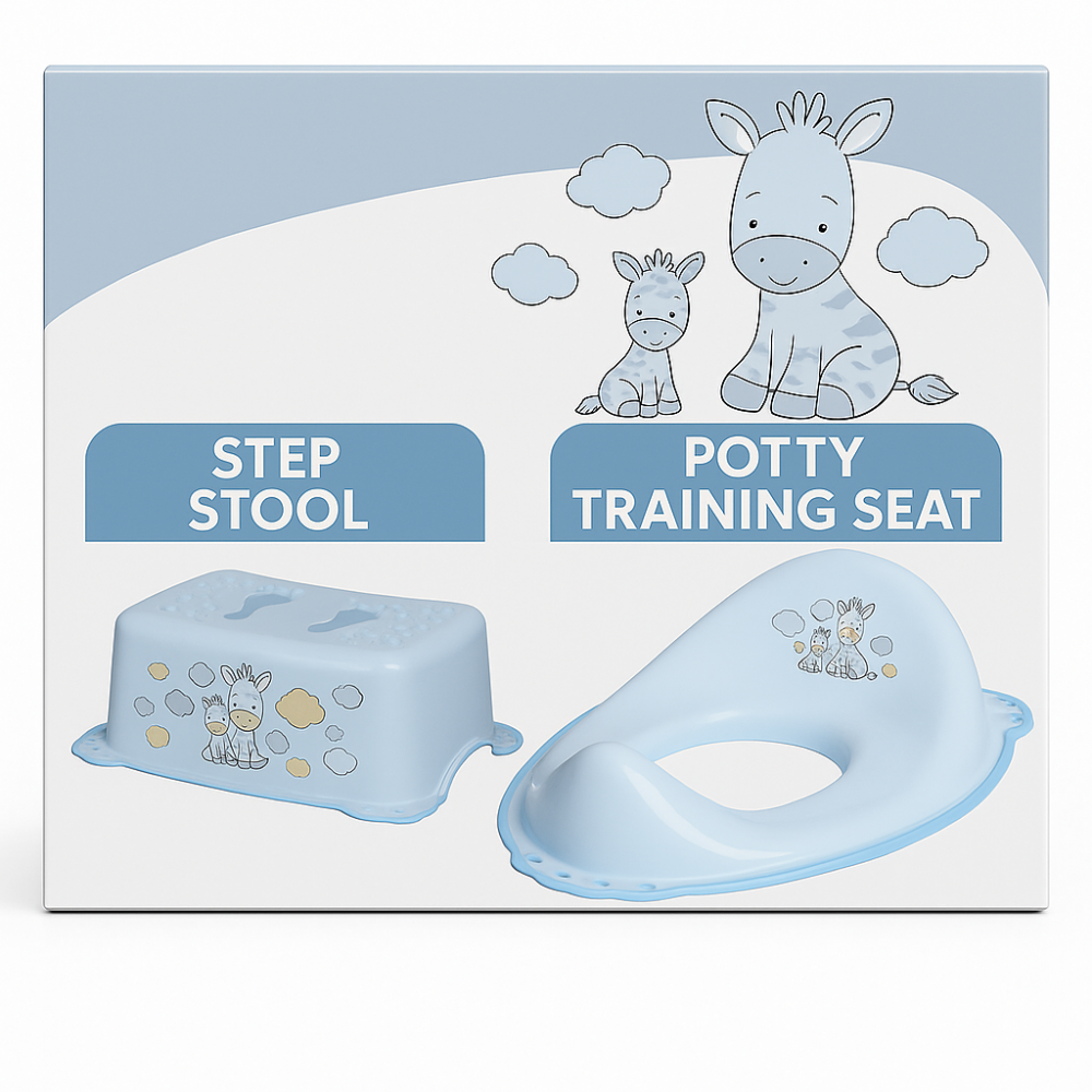 Set Maltex Baby Zebra Blue - Tranziție sigură la toaletă - imagine 3
