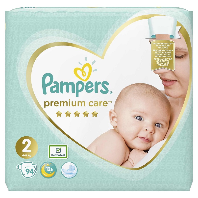 Pampers Premium Care Nr. 2, 4-8 kg, 94 bucăți