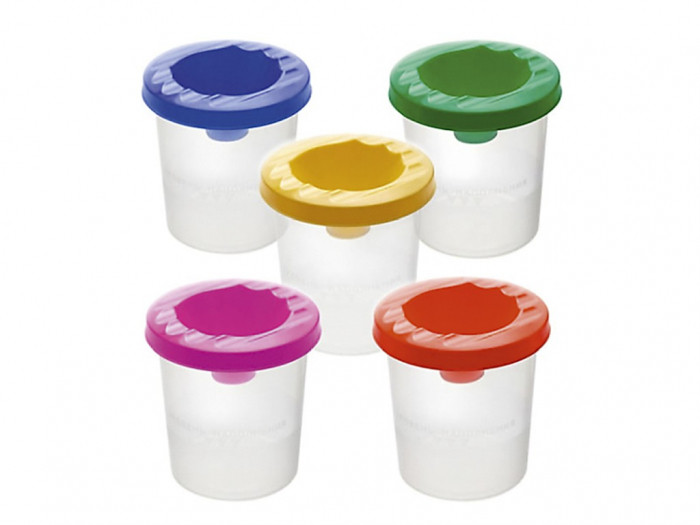 Pahar Pictură Plastic Panta Plast cu Capac și Suport Pensulă