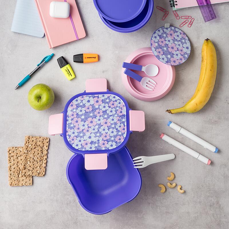 Caserola Nava We Care 1700 ml Violet cu Furculiță - imagine 5