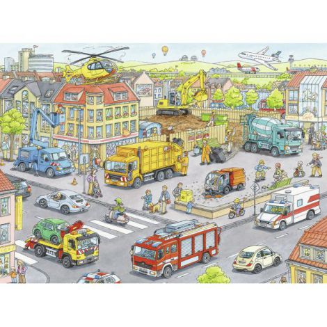 Puzzle Utilaje În Oraș, 100 piese, Ravensburger - imagine 2