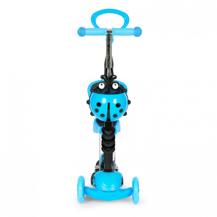 Trotineta 5 în 1 Ecotoys cu LED și Mâner, Albastru - imagine 4
