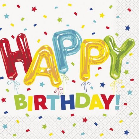 Servetele Happy Birthday Confetti | Unique, 16 Buc