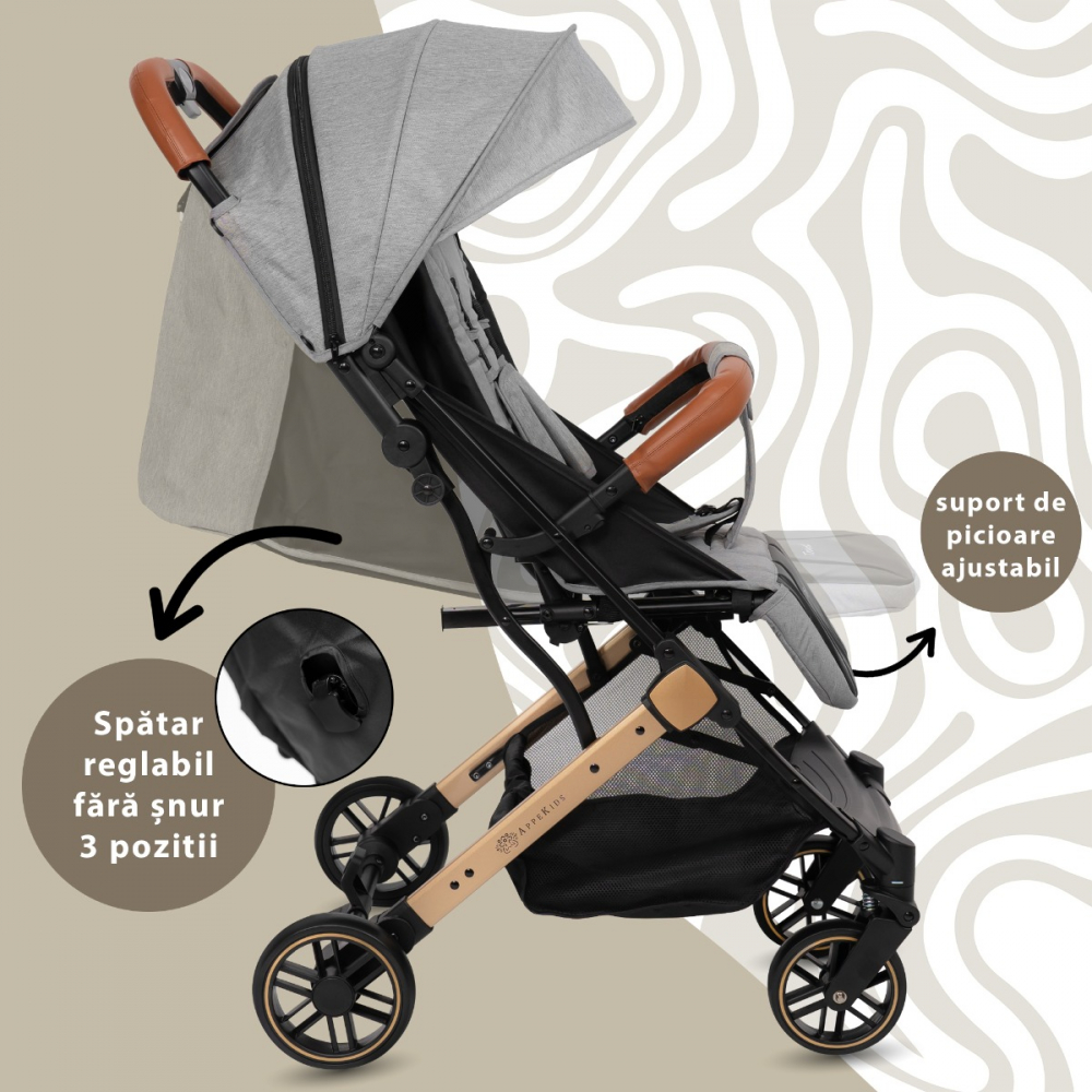 Carucior Sport AppeKids Travel Grey - Ultraportabil - imagine 4