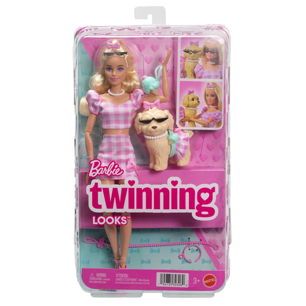 Barbie Twinning Looks - Papușă cu cățel și outfituri asortate