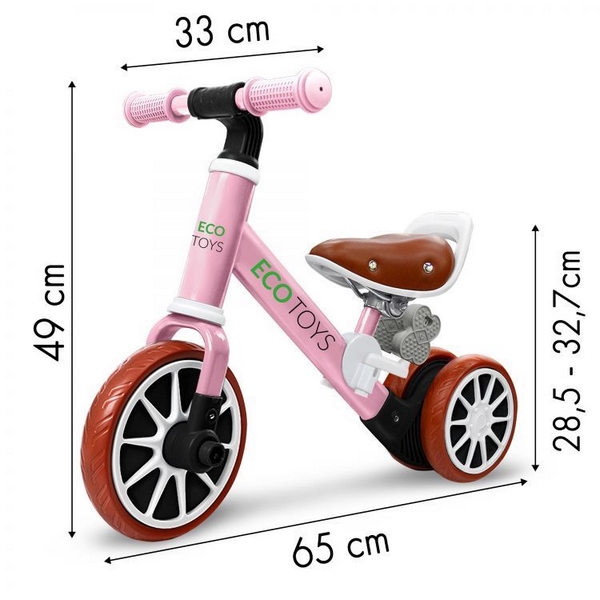 Bicicleta Ecotoys LC-V1307 Roz, 2-4 Ani - imagine 3
