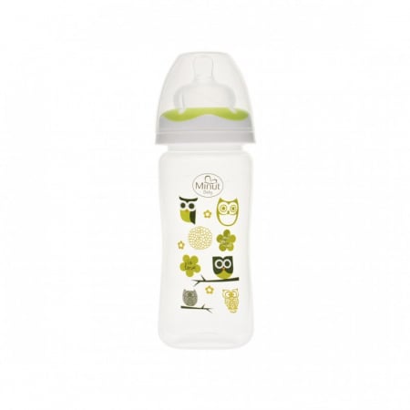 Biberon Minut Baby gât larg 270ml, verde - imagine 3