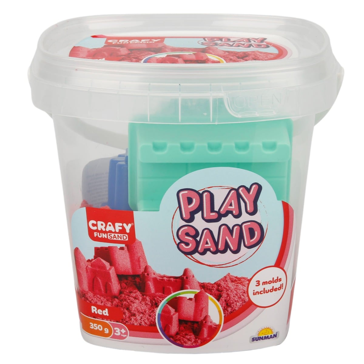 Nisip de modelat Crafy Rosu, 350 g, 3 ani+