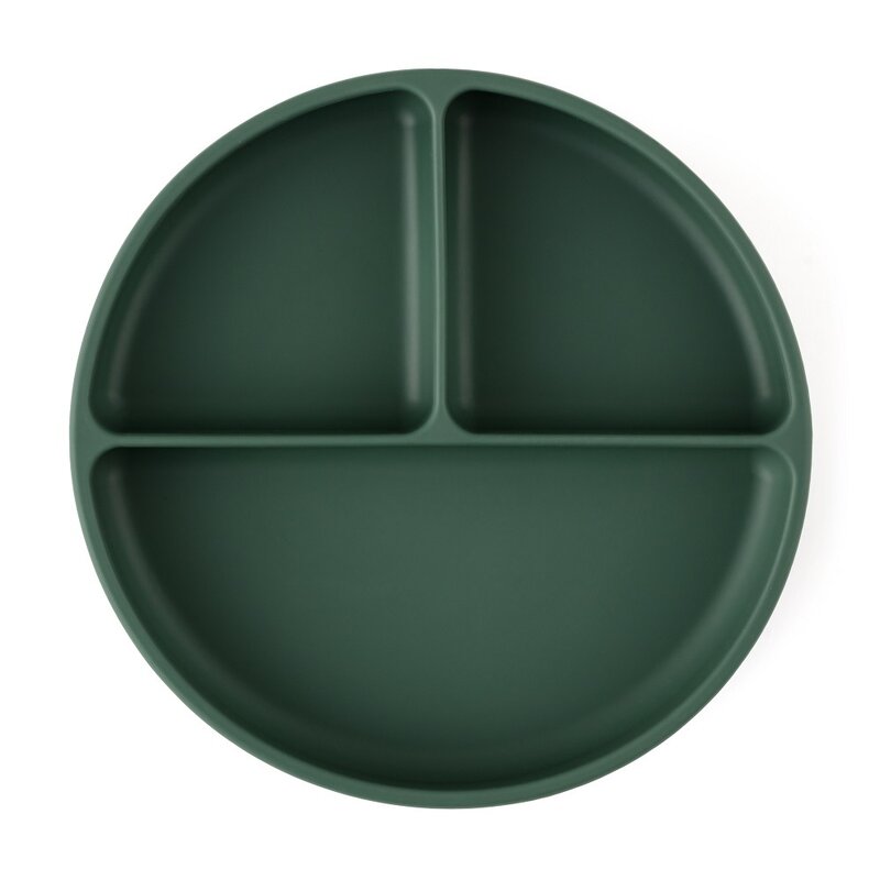 Farfurie Compartimentată Petite&Mars cu Ventuză, Verde