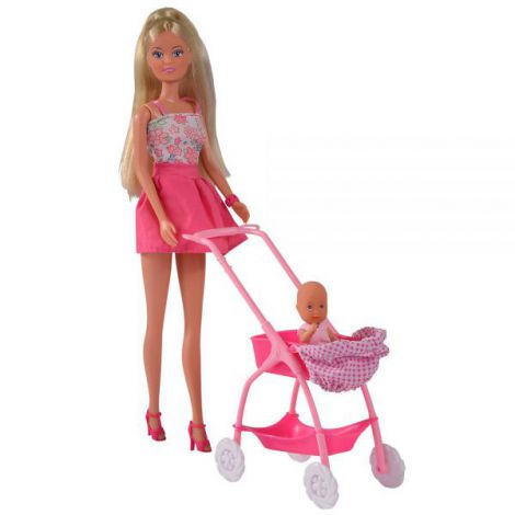 Papusa Simba Steffi Love cu Carucior 29cm