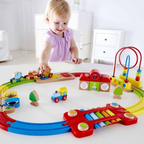 Sina de tren curcubeu Hape puzzle 30 piese - imagine 5