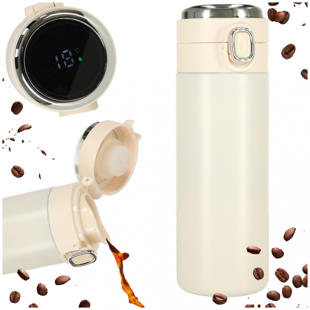 Cana termos Ikonka Smart LED, 420ml Bej - imagine 8