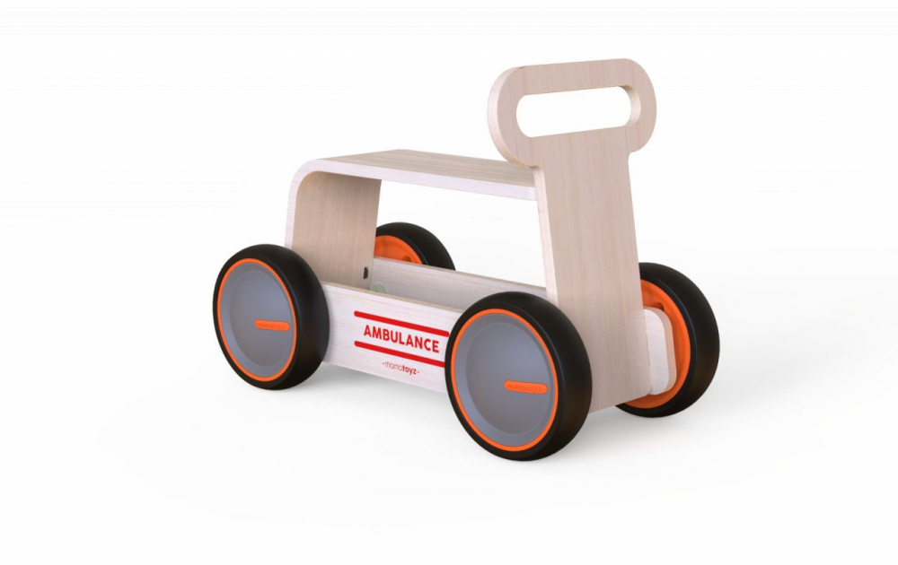 MamaToyz Ambulanta 3 in 1 Ride-On Lemn - imagine 5