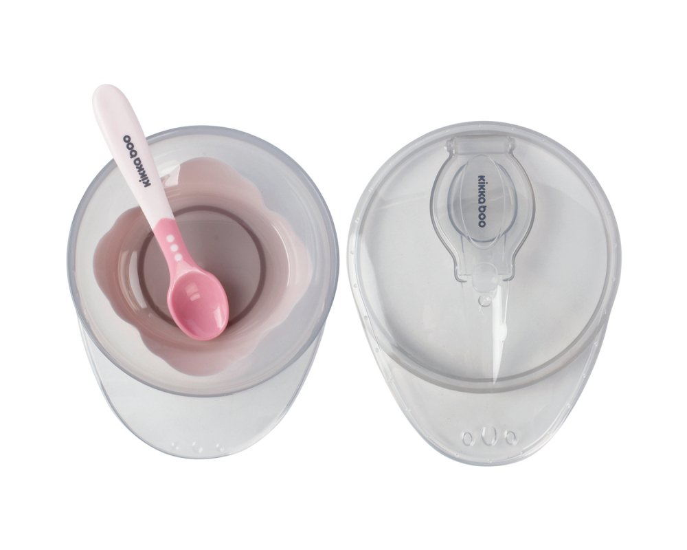 Set Castron cu Ventuza Kikkaboo, 250ml, Pink - imagine 2