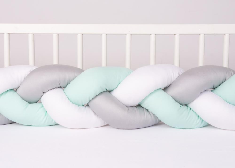 Bumper Babymatex The Braid Mint, 2 m, Protector Patut - imagine 3