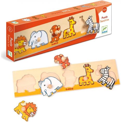 Puzzle Savana cu Buton Djeco | +1 An