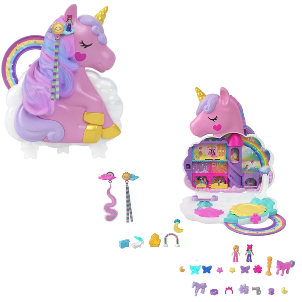 Polly Pocket Set Unicorn Rainbow, 2 Papusi si Accesorii