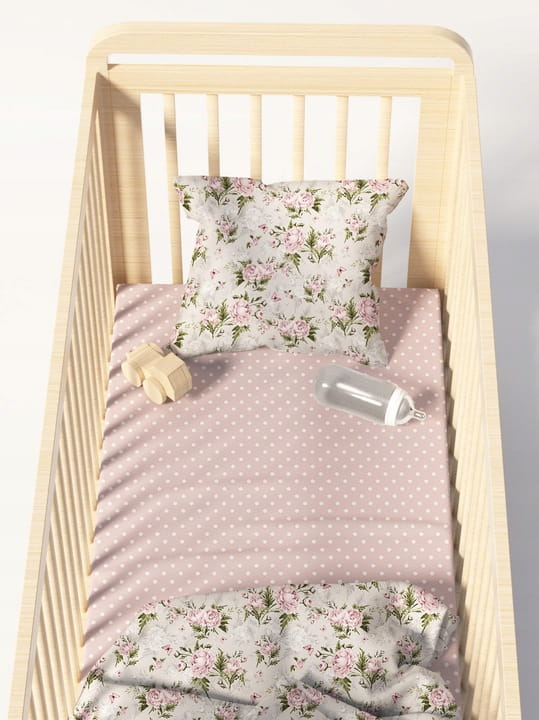 Cearceaf BabyMam 100% Bumbac Pinkdots - 140x70cm - imagine 4
