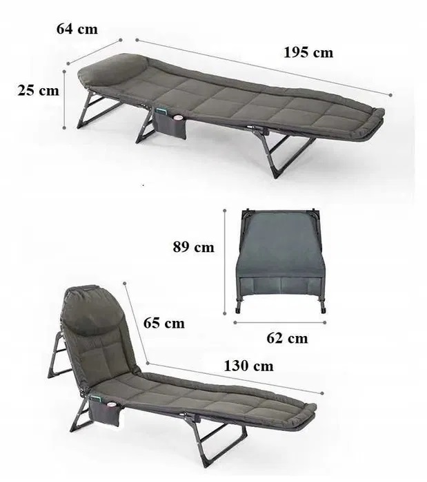 Sezlong Ikonka Pliabil cu Spătar Reglabil - Grey - imagine 4