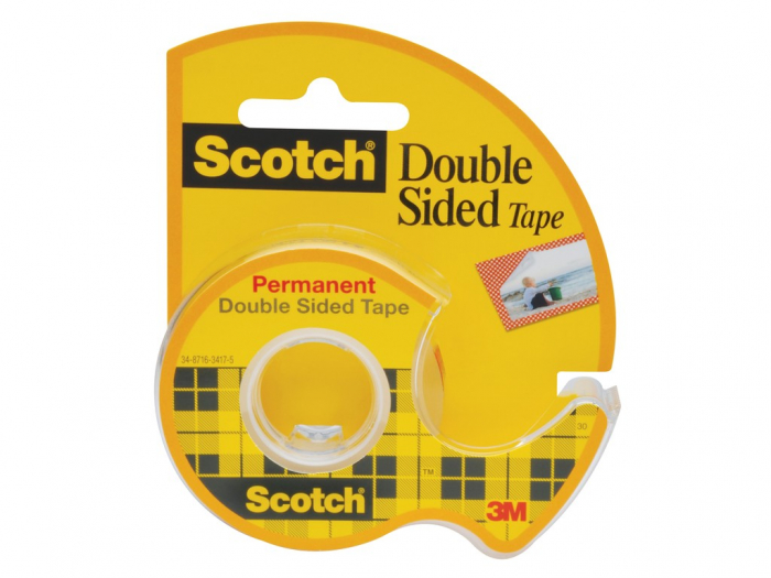 Banda Scotch Dublu Adezivă cu Dispenser, 12mm x 6.3m
