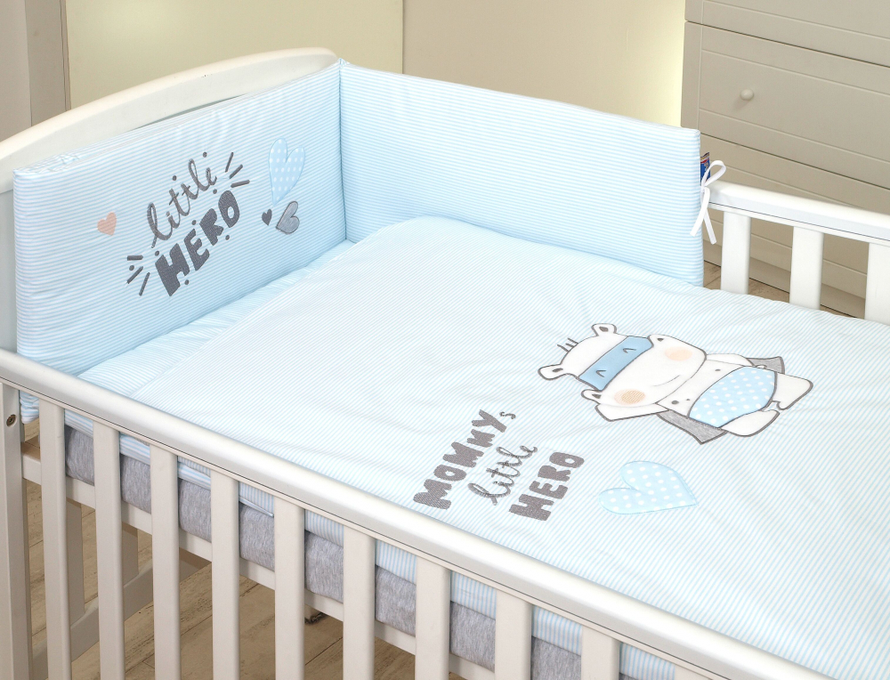 Set Lenjerie Pat Bebe Amy Hero Blue cu Protectie - imagine 3