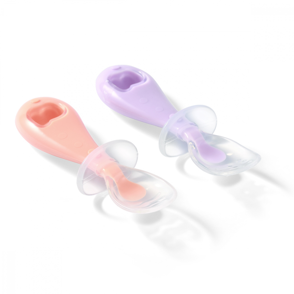 Set 2 Lingurițe Silicon Babyono Roz/Mov - imagine 3