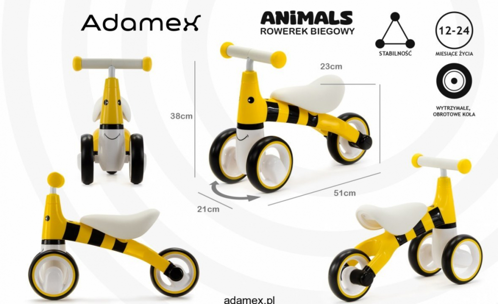 Tricicleta Adamex Animals Bee, +12 luni - imagine 4