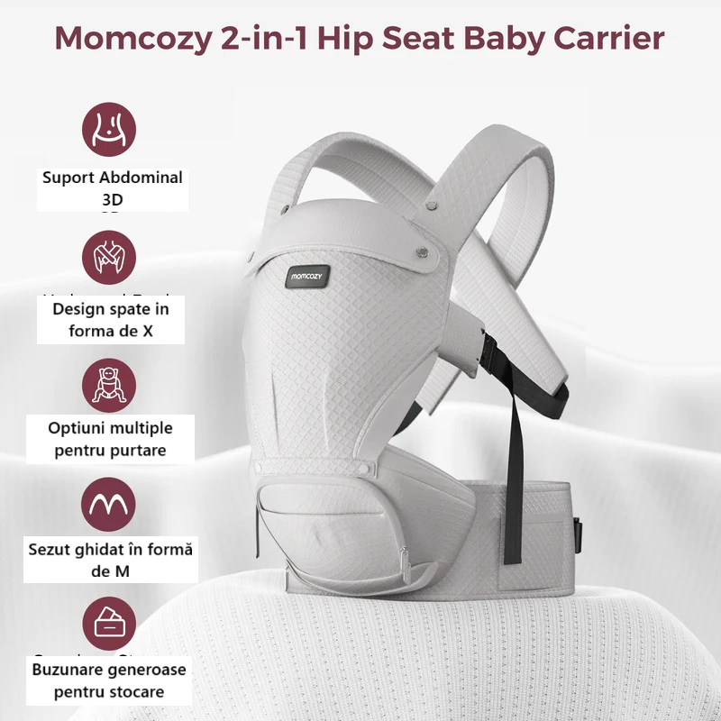 Marsupiu Momcozy Hip Seat Gri - Suport Lombar