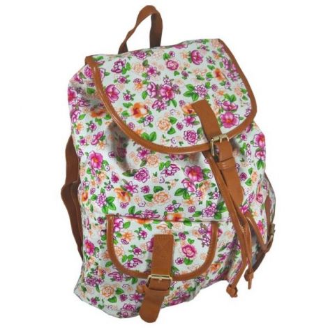Rucsac urban LaRue Jolie Fleurs crem, piele ecologica - imagine 2