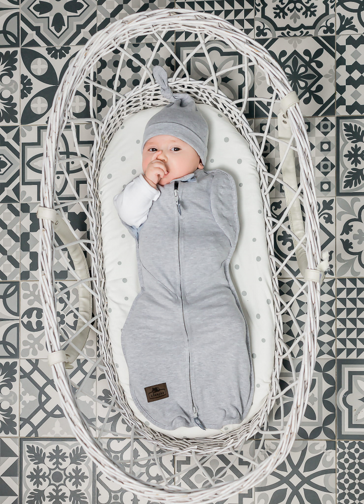 Swaddle Nor Pufos Gri + Căciulită | Bumbac Premium - imagine 4