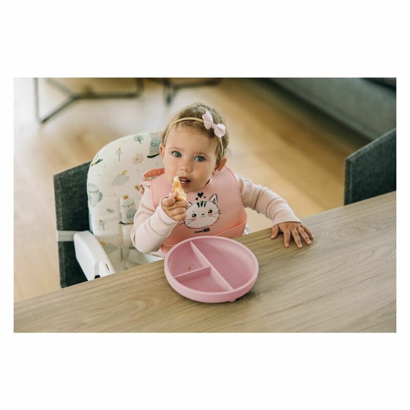 Farfurie FreeON cu ventuză, 3 compartimente, Pink - imagine 3
